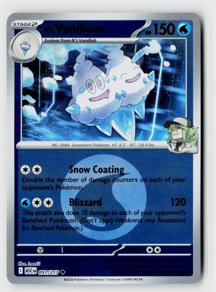 ME: Ascended Heroes #051/217 N's Vanilluxe (Energy Symbol Pattern) Reverse Holo