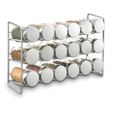 Polder 5429-05 18 Jar Compact Spice Rack Kitchen Storage, Silver