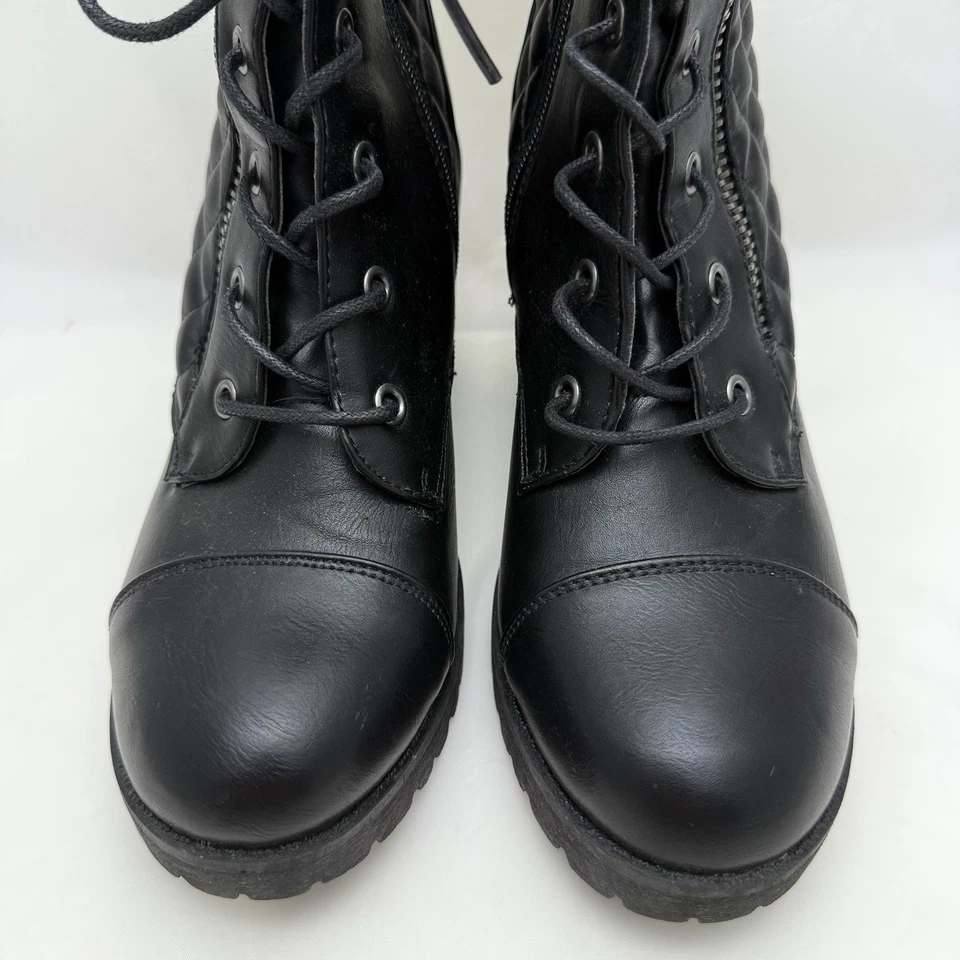 Botas Rampage Harrison negras acolchadas con cordones para mujer 8,5 M tacón bloque tobillo Foto 4 de 4