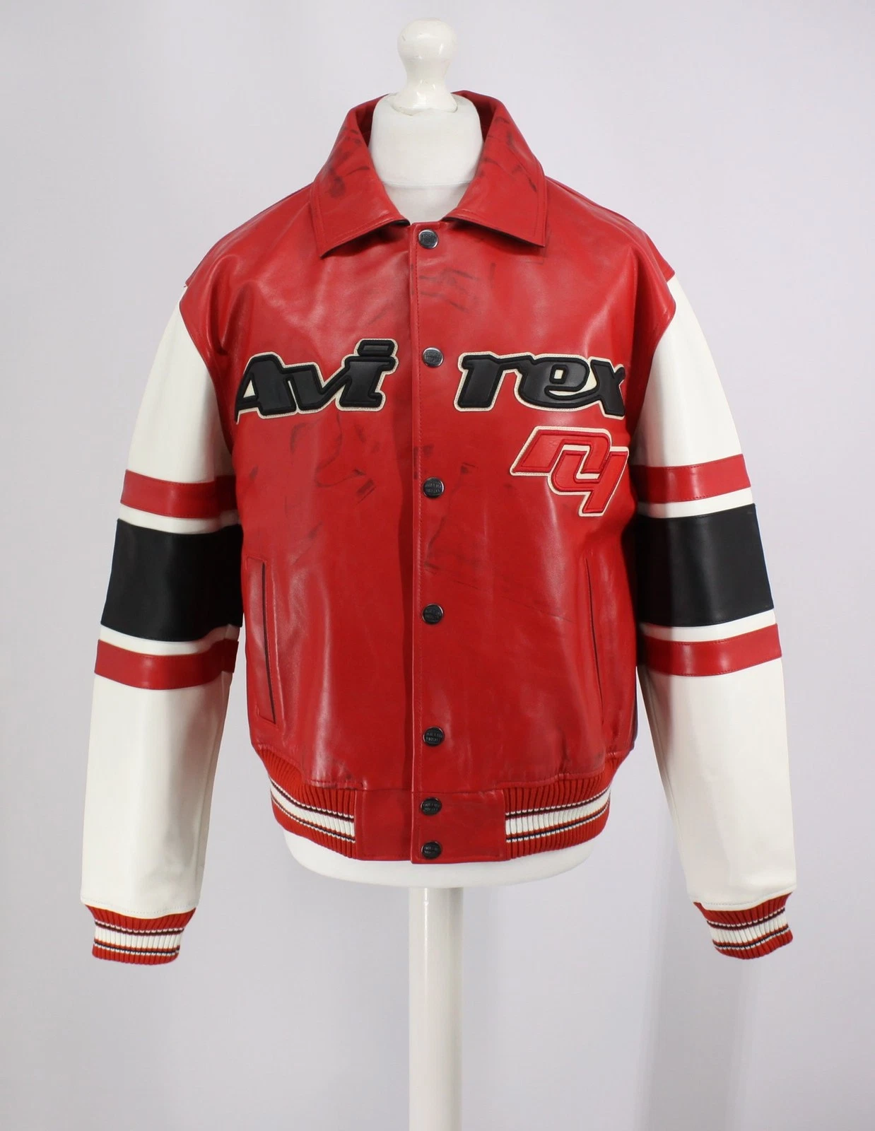 AVIREX MENS THE LEGEND JACKET LEATHER VARSITY SAMPLE M SALVAGE RED RRP £1398 IB