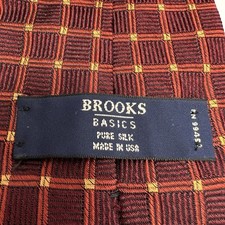 Brooks Brothers Basic Pure Silk Made In USA Geometric Burgundy Burnt Orange Gold