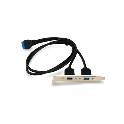 2ft USB 3.0 Panel Mount Dual Port to 20 Pin Motherboard Header Cable - Black