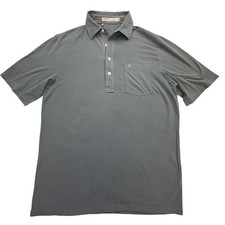 Criquet Polo Shirt Mens Medium Blue Pima Cotton Stretch Pocket Casual