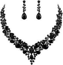 Women's Wedding Bridal Austrian Crystal Teardrop Cluster Statement Necklace Dang