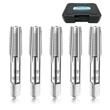 5-Piece NPT Pipe Tap Set, 1/8"Carbon Steel Hand Threading Plumbing Set