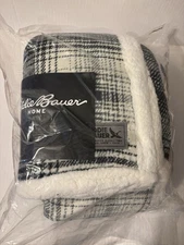Eddie Bauer Home Twin Blanket Vail Plaid Ultra Sherpa Fleece 60” x 90”