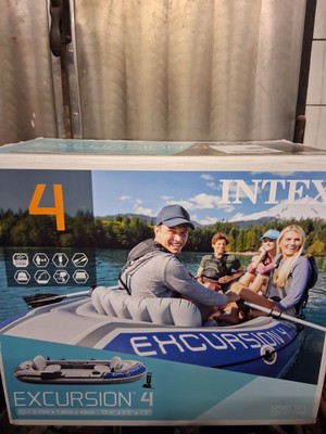 SET INTEX Excursion 4 Schlauchboot Angelboot + Aussenbordmotor + Heckspiegel