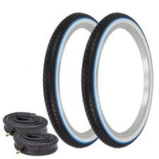 OG  20" X 1.75 WHITEWALL BLUE LINE BRICK TIRESW/ HEAVY DUTY TUBES