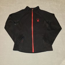 Spyder Boys Youth Constant Full Zip Fleece Jacket Black Red Sweater Jacket S/P/P