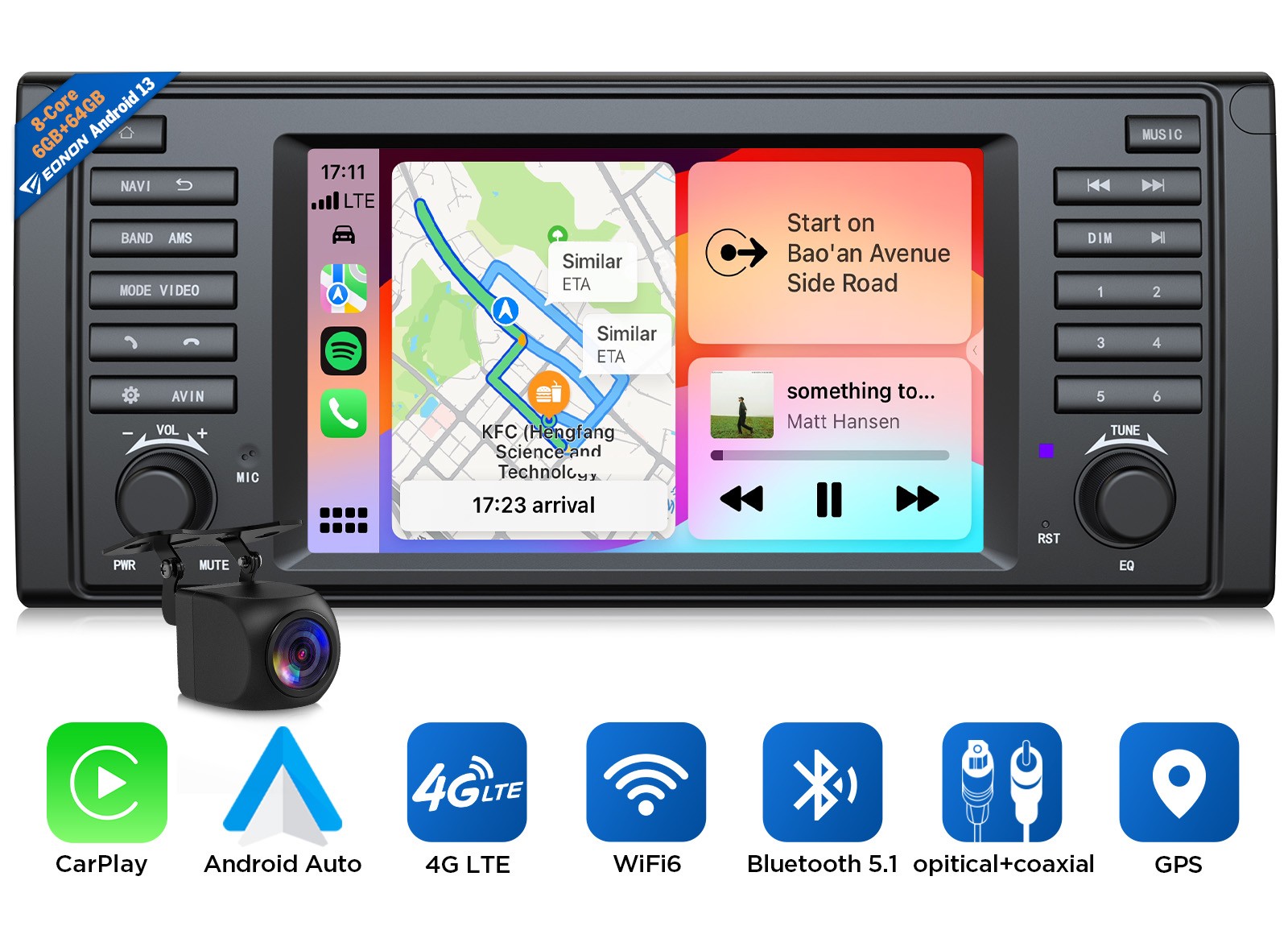 Eonon E39X6S 7" Car Stereo Radio Android 13 6+64 GPS Sat Nav CarPlay for BMW E39