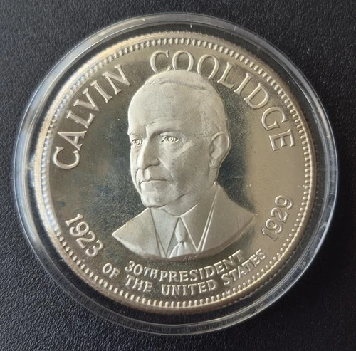 Calvin Coolidge Franklin Mint Sterling Silver Round Proof