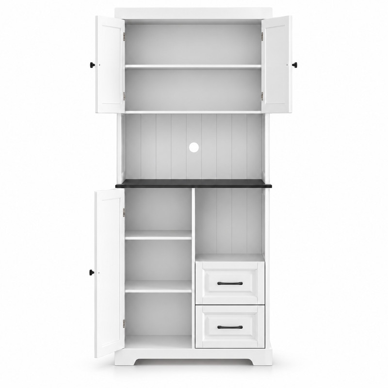 71 Inch Tall Kitchen Pantry Cabinet Organizer Storage Cabinet with 2 Drawers USA