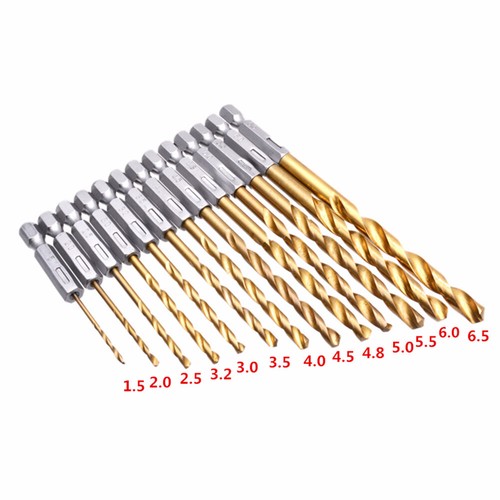 13-teiliges 1/4-Zoll-Sechskantbohrer-Set mit Titanbeschichtung, HSS-Spiral-Schla - Bild 11 von 11