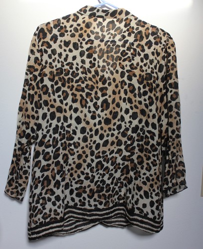NY Collection Animal Print Long Sleeve Blouse Sz L - Picture 3 of 3