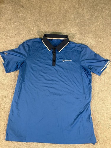 Adidas Climacool Herren L Blau & Navy Kurzarm Golf Poloshirt TaylorMade Logo