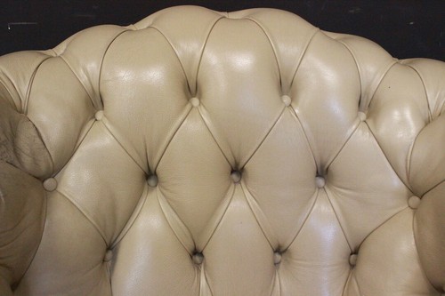 Poltrona originale inglese / Chesterfield Chester club / pelle bianco avorio - Foto 6 di 8