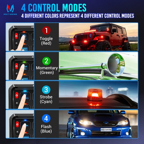 MICTUNING 8 Gang Led Switch Panel Circuit Relay Off Road Truck Light Controller - Picture 14 of 24