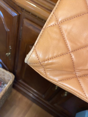 Michael Kors Large Quilted Hamilton Tan Gold Brown Strap Tote Bag Purse Shopper - Picture 5 of 16