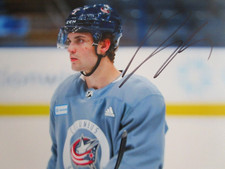 DENTON MATEYCHUK SIGNED 8x10 MATTE PHOTO COLUMBUS BLUE JACKETS MOOSE JAW (C)