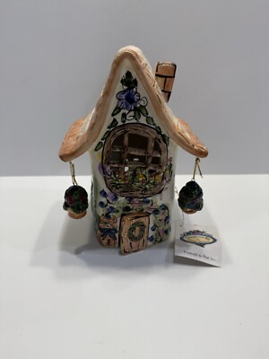 Vtg Blue Sky By Heather Goldmine Ceramic Art House Clayworks 2000 Tealight