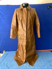 Gap Vintage Camel Brown Leather Trench Coat Jacket Women's Size Large