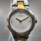Seiko Watch Women 19mm White Dial Two Tone Round 1n00-0gm0 New Battery