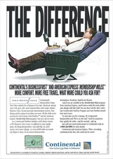 1993 CONTINENTAL Airlines BUSINESSFIRST AMEX ad airways advert THE DIFFERENCE v3