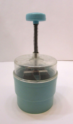 Old 1960s Popeil USA Chop-O-Matic Plastic Turquoise Plunger Vintage Food Chopper