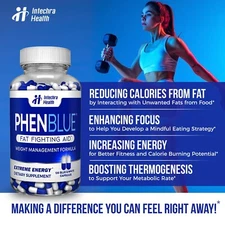 PHENBLUE Fast Diet Pills - Fat Fighting Formula - 120 White/Blue Capsules