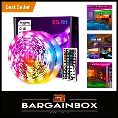Colorful 65.6 FT LED Strip Lights - Adjustable Brightness with Remote Control