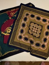 2 Vtg Symphony Italian Scarves Multicolor Abstract Design 29" x 30" Rayon