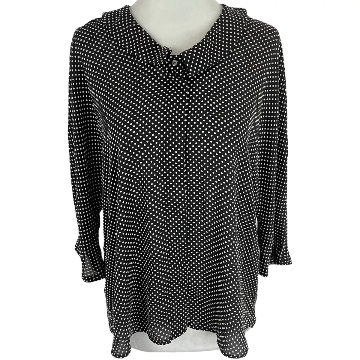 zara black blouse with white collar