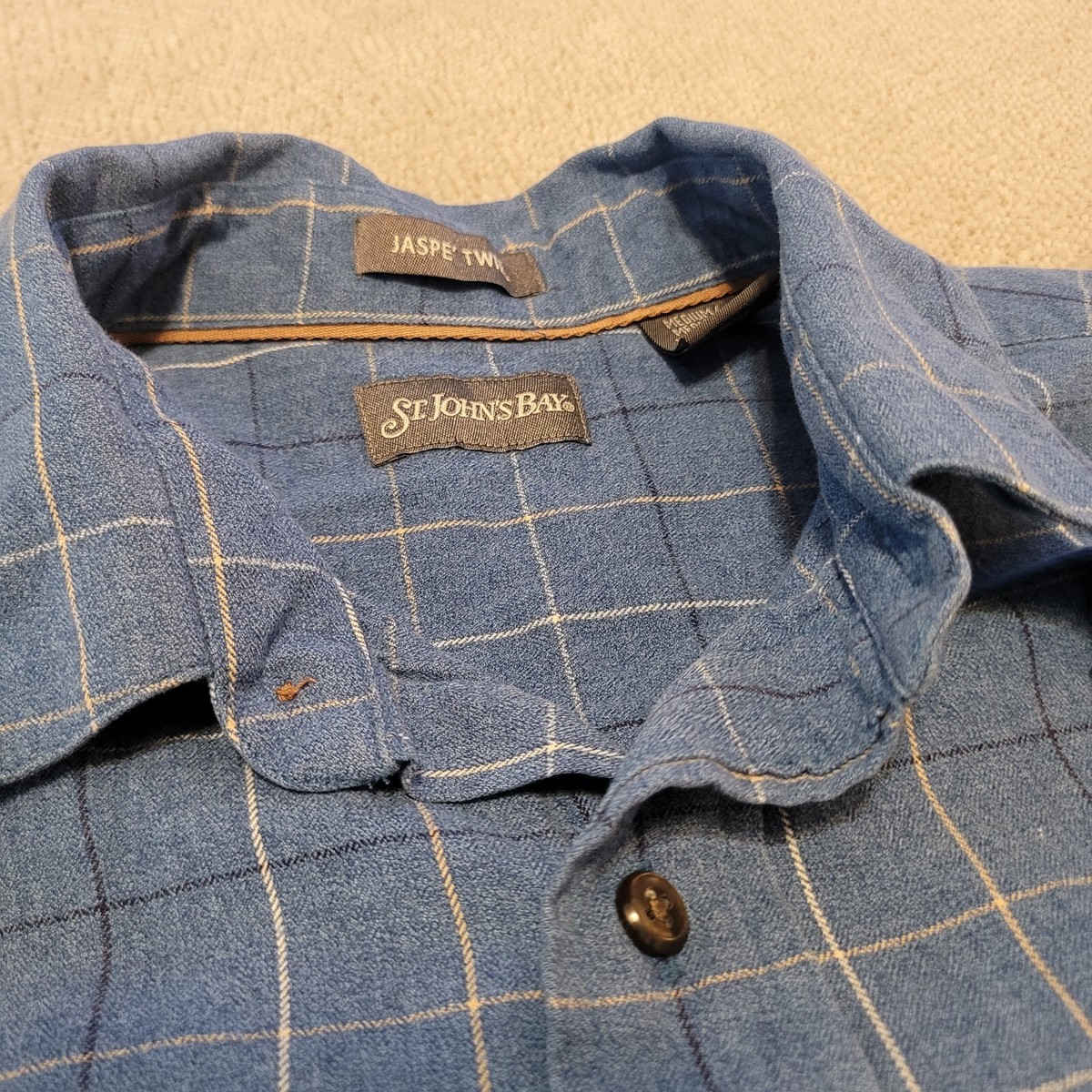Vintage St. Johns Bay Shirt Jasper Twill Long Sleeve Mens Medium View 3