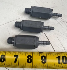 Lot of 3) 1/4" SMC 6999190 PVC Check Valve Fitting Male NPT x Hose Barb 125 PSI