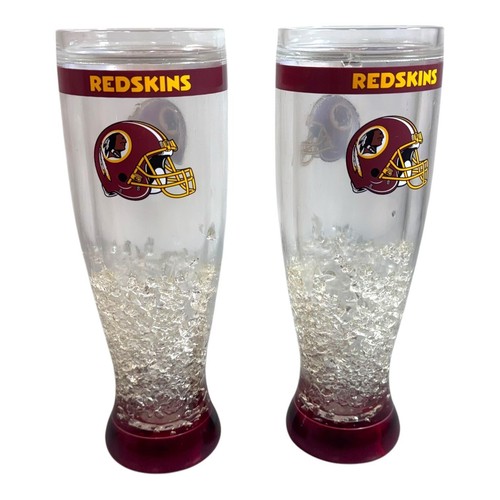 Washington Redskins Double-Wall Plastic Beer Glasses Tumbler Commanders Set Of 2 - Picture 2 of 6