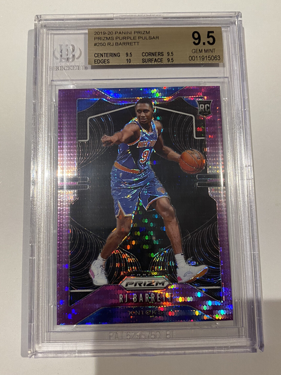 RJ BARRETT 2019 20 PANINI PRIZM RC PURPLE PULSAR PRIZM /35 BGS 9.5 W/ 10 KNICKS