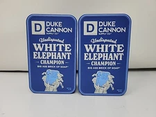 Lot Of 2 Duke Cannon White Elephant Champion Bar Soap - 10oz - Collectable Tin