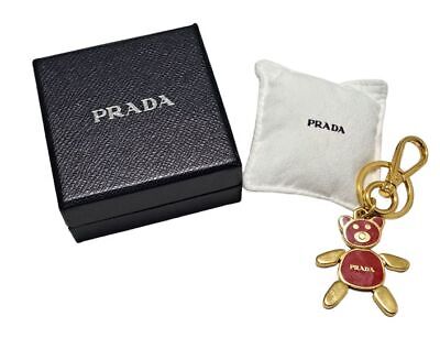 Prada Bear Keychain Key Ring Metal Gold Red Bag Charm Ladies Prada Bear Keychain Key Ring Metal Gold Red Bag Charm Ladies