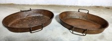 Old handmade rustic cast iron Serving Tray kadai pan wok, kitchenware lot of 2