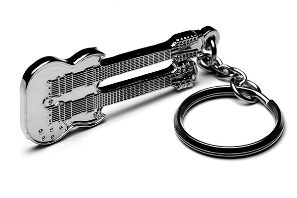 Double Neck Guitar Keyring - Music Themed Gift - Gift for Guitar Player