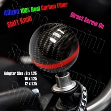 Real Carbon Fiber Universal Ball Manual MT Gear Shift Shifter Knob W/Red Stripe