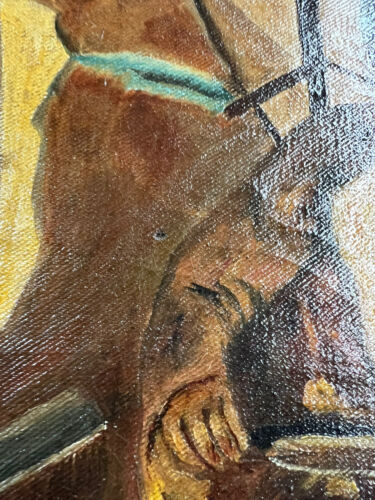 Antico dipinto olio su tela della falegnameria di Nazareth datato firmato - Foto 4 di 19