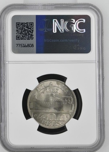 Brazil 400 Reis 1937 NGC MS 64 - Picture 2 of 2