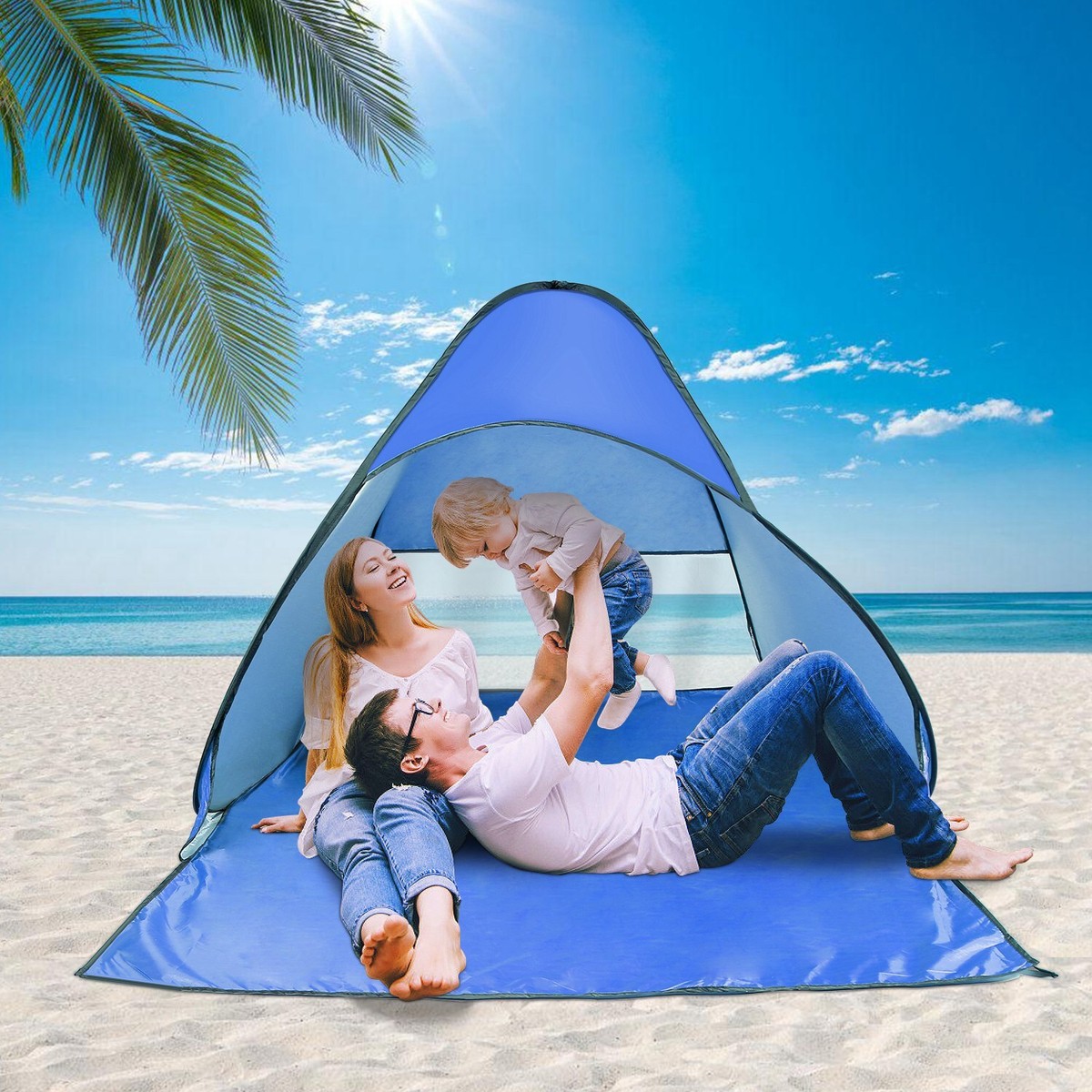 2-3 Person Pop Up Beach Canopy Tent Sun Shelter Shade Outdoor
