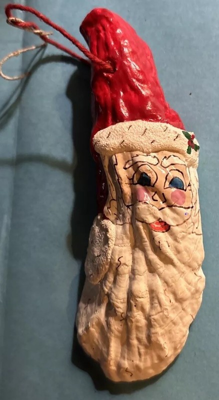 Santa Oyster Shell Ornament Signed