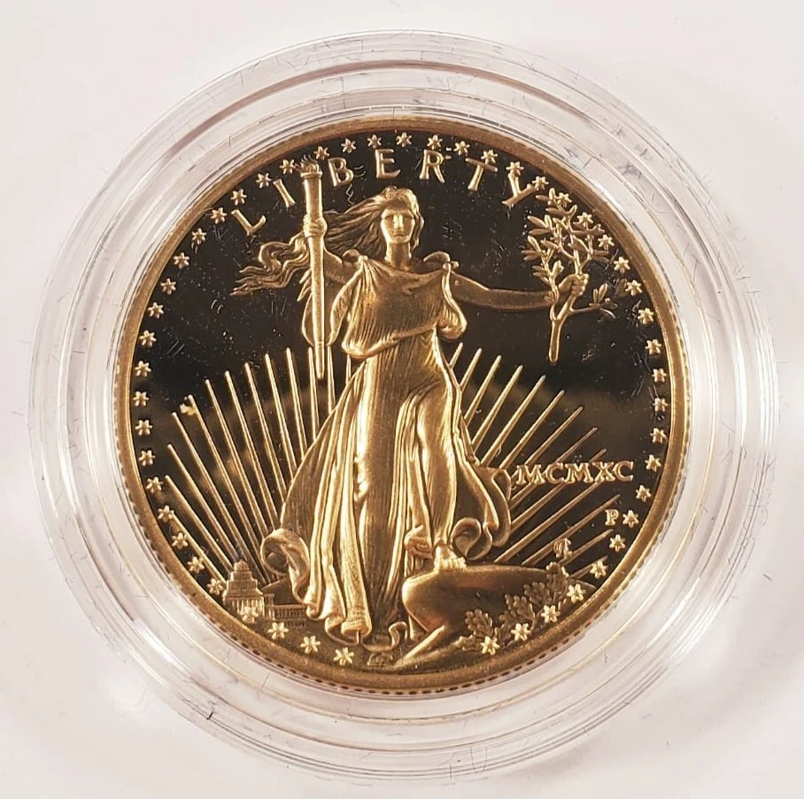 1990-P $25 1/2 Oz. Gold American Eagle Proof Coin w/ Original Box, Case, and CoA - Image 3 of 4