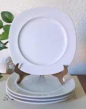 Vintage Mod Porcelain Dessert Bread Plate Japan HIC Set 4 Square 7.25"