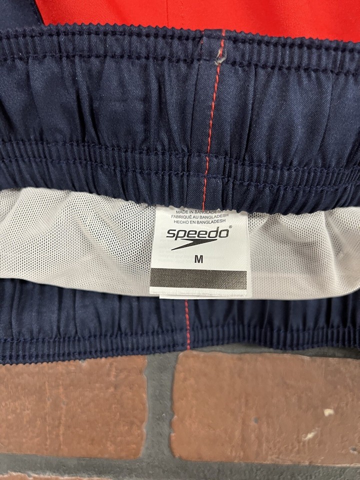 Speedo Swim Trunks Shorts Swimsuit Mens Small Color Block Red White