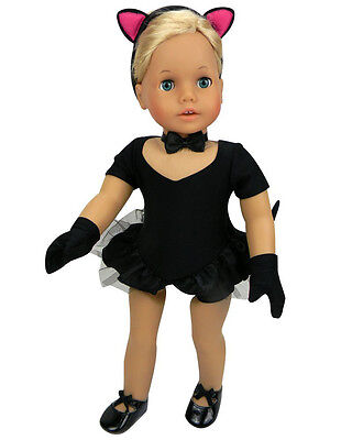 HALLOWEEN 5 PIECE BLACK CAT Jazz Dance COSTUME 18" American Girl Doll leotard