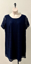 Womens Plus Size Navy Lace Shift Dress 2X 22W Pre-Owned